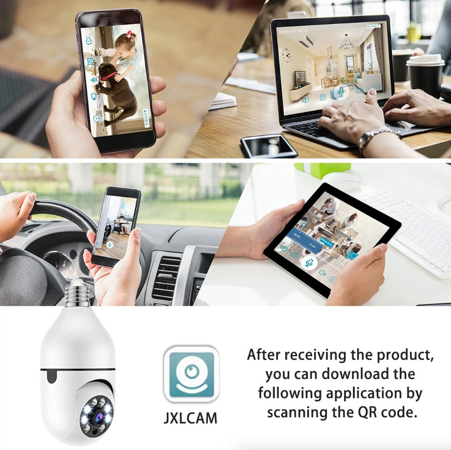 1080P IP E27 Light Bulb Camera Wi-Fi IR Night Smart Home Wireless Security